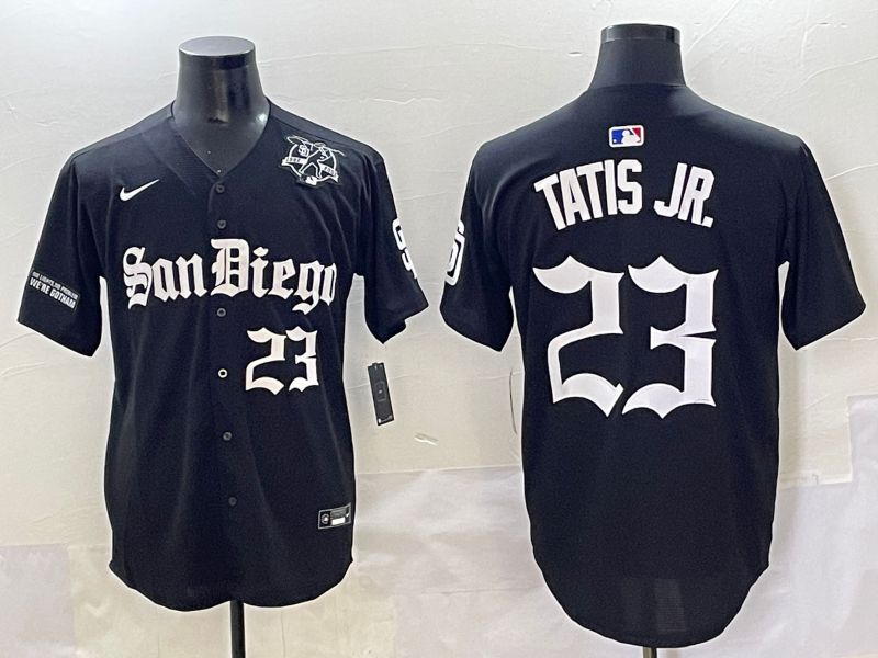 Men 2025 San Diego Padres #23 Tatis jr Black Five generations Joint Name Nike MLB Jersey style 10->philadelphia phillies->MLB Jersey